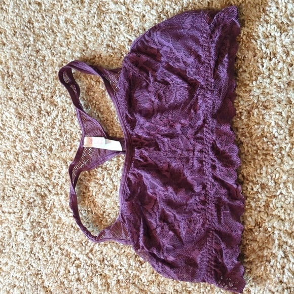 PINK Victoria's Secret Bralette Size Small Purple Ferrycore Lacy Racerback Fairy - Picture 1 of 7